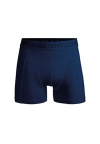 Mörkblå boxershorts i stretchmaterial. Har en logobeklädd midja och kontrasterande sömmar; skuren för att sitta åtsittande.