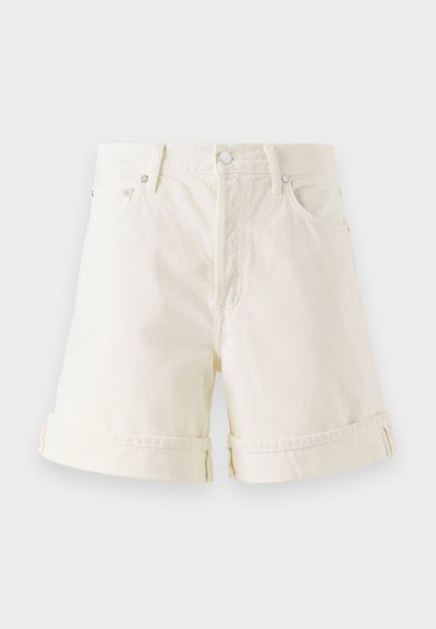 Lichtgekleurde denim shorts met een rechte snit, opgerolde mouwen en een klassiek vijf-pocket ontwerp. Met zilveren metalen hardware.