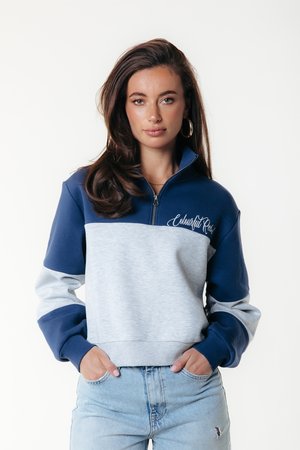 COLOURBLOCK ZIP - Sweatshirt - deep blue