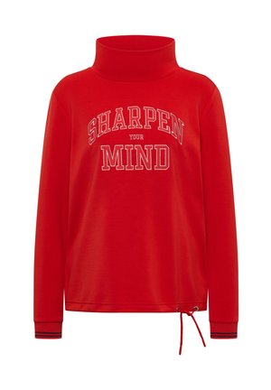 Cecil, LANGARM SHIRT MIT STEHKRAGEN UND WORDING - Langarmshirt - flame red