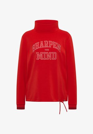 Cecil, LANGARM SHIRT MIT STEHKRAGEN UND WORDING - Langarmshirt - flame red