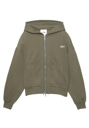 DOUBLE ZIP - Športna jopa s kapuco na zadrgo - green