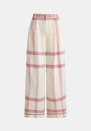 Polo Ralph Lauren, PLAID LINEN WIDE-LEG CROPPED PANT - Παντελόνι - cream-red multi