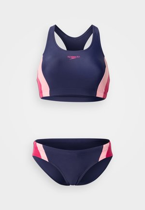 Speedo, COLORBLOCK SPLICE 2.0 TWO PIECE - Bikini - peacoat/margarita pink