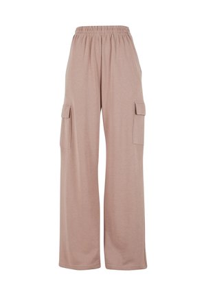 Ljust rosa vida cargobyxor i mjukt tyg med elastisk midja och två sidofickor för ökad funktionalitet.