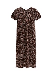 CRINKLE TEXTURE LEOPARD PRINT BOW BACK MIDI - Jurk - brown pattern