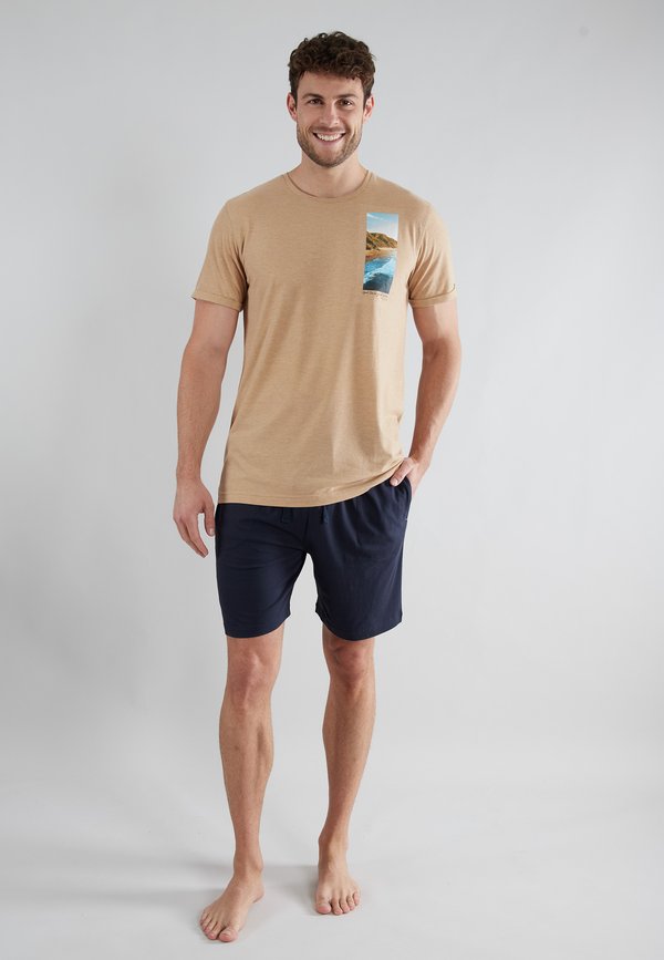 SET - Nachtwäsche Set - braun mittel melange