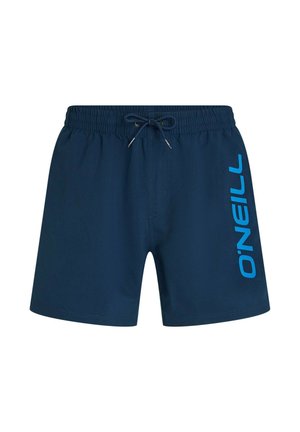 Temno modre plavalne hlače z elastičnim pasom in modrim logotipom "O'Neill" na levi strani. Iz lahkega, hitro sušečega se materiala.