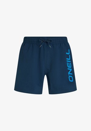 Temno modre plavalne hlače z elastičnim pasom in modrim logotipom "O'Neill" na levi strani. Iz lahkega, hitro sušečega se materiala.