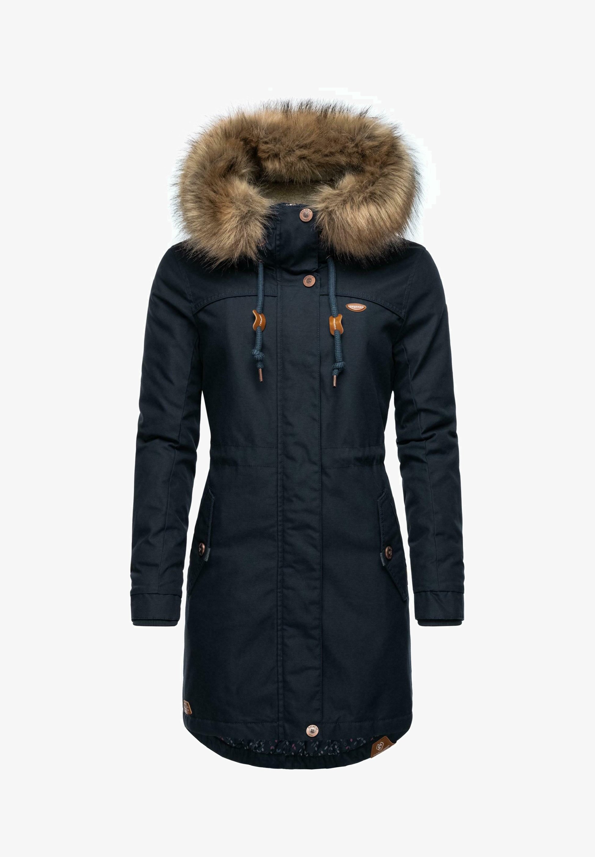 Parka Schwarze Winterjacke Mit Braunem Fell Jacken Mit Fellkapuze