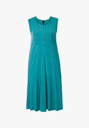 Ulla Popken, MIDIKLEID, ZIERBÄNDER, GODETFALTEN, V-AUSSCHNITT, ÄRMELLOS - Jurk - turquoise