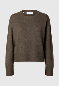 MIT RUNDHALSAUSSCHNITT LOOSE FIT - Stickad tröja - morel