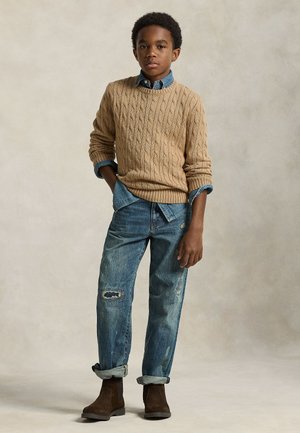 Polo Ralph Lauren, CABLE-KNIT COTTON SWEATER 7-14Y - Striktrøje - camel heather
