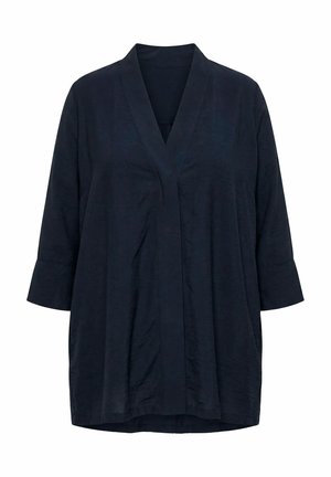 Ulla Popken, OVERSIZED V-NECK SNAP CLOSE CARDIGAN - Strickjacke - marine