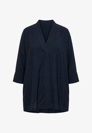 Ulla Popken, OVERSIZED V-NECK SNAP CLOSE CARDIGAN - Cardigan - marine