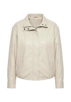 Ulla Popken, FAUX LEATHER ZIP-UP BIKER JACKET - Giacca in similpelle - grey beige