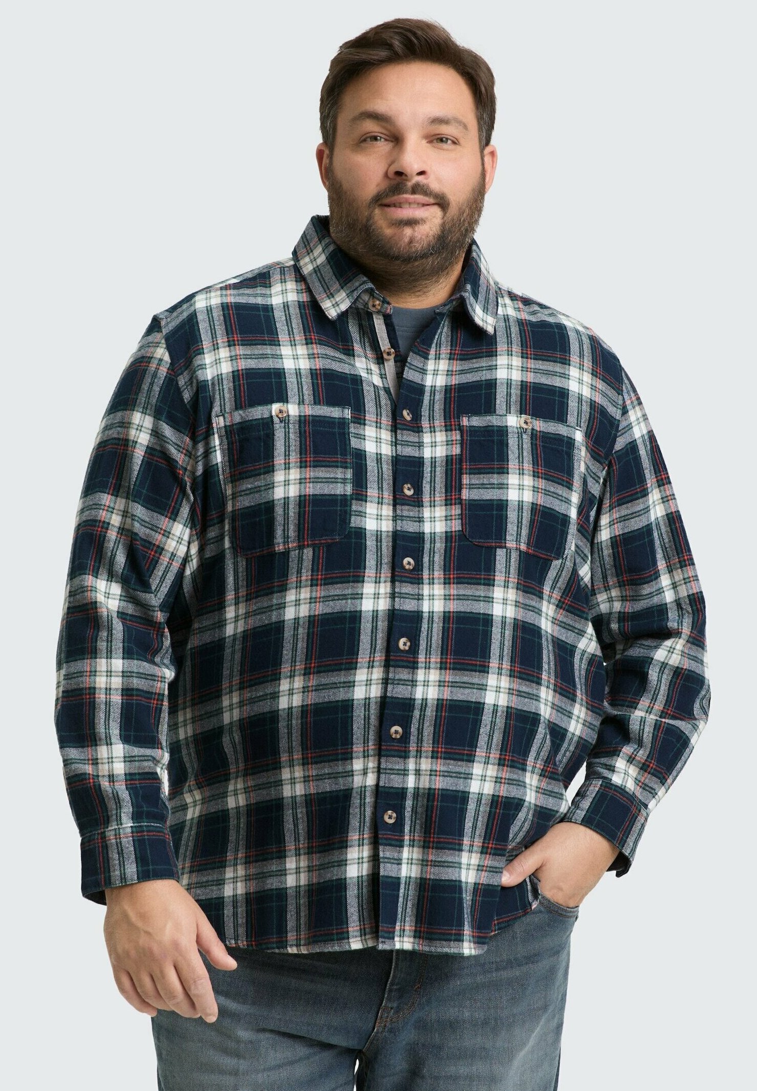 TOM TAILOR Camicia Uomo A Quadri | Maniche Lunghe | Cotone Con Tasca E Colletto Button Down - 6