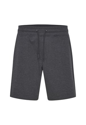 Sötét szürke sportnadrág puha anyagból, elasztikus derékkal és húzózsinórral, lazább szabással.