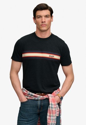 Superdry & Co, SUPERDRY OUTDOOR STRIPE LOGO RELAXED T-SHIRT.. - T-shirt imprimé - phantom black marl