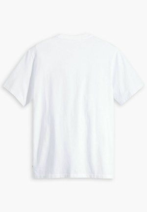 T-shirt bianco in cotone con maniche corte e colletto rotondo. Texture liscia, vestibilità standard, nessun motivo o grafica sul retro.