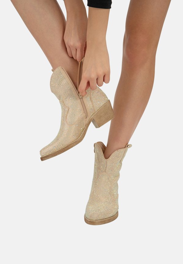 Cowboy-/Bikerstiefelette - natur