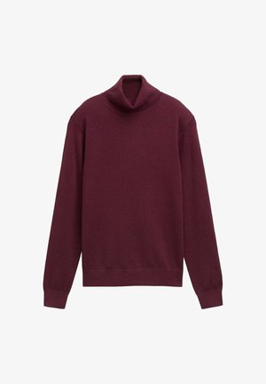 Burgundia värvi kõrge kaelusega soe ja veniv kudum. Omab kõrget kaelust, pikki varrukaid ning soonikust äärt ja varrukat.