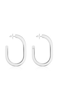 Pendientes de aro de plata con un elegante diseño en forma de U; superficie lisa y cierre de presión para un uso seguro.