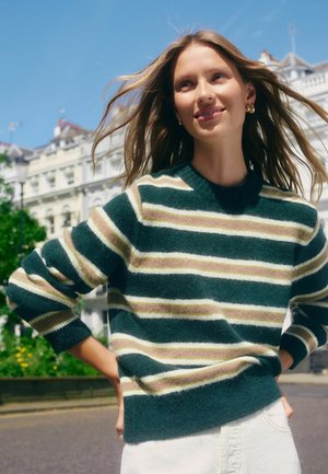 Next, TALL FIT - LONG SLEEVE CREW NECK KNITTED JUMPER - Jumper - green camel stripe