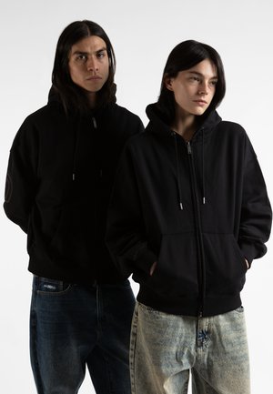 CHAD BOXY ZIP HOODIE UNISEX - Felpa con zip - black