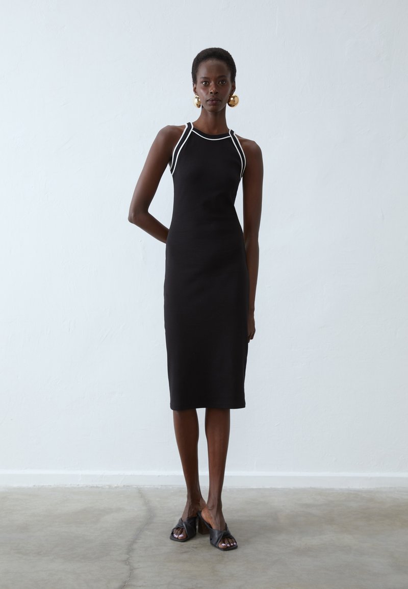 Anna Field Jersey dress - black,white/black - Zalando.ie