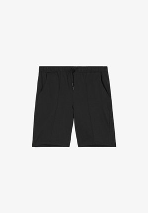 Zwarte sportshorts van lichtgewicht stof, met een trekkoord in de taille, twee zijzakken en een rechte snit.