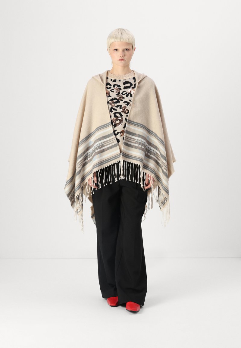 VILA VIEMMA HOODED PONCHO - Skraistė - birch