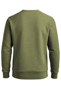 Felpa verde oliva con collo rotondo, maniche lunghe e polsini e orlo a costine. Realizzata in un tessuto liscio e texturizzato.