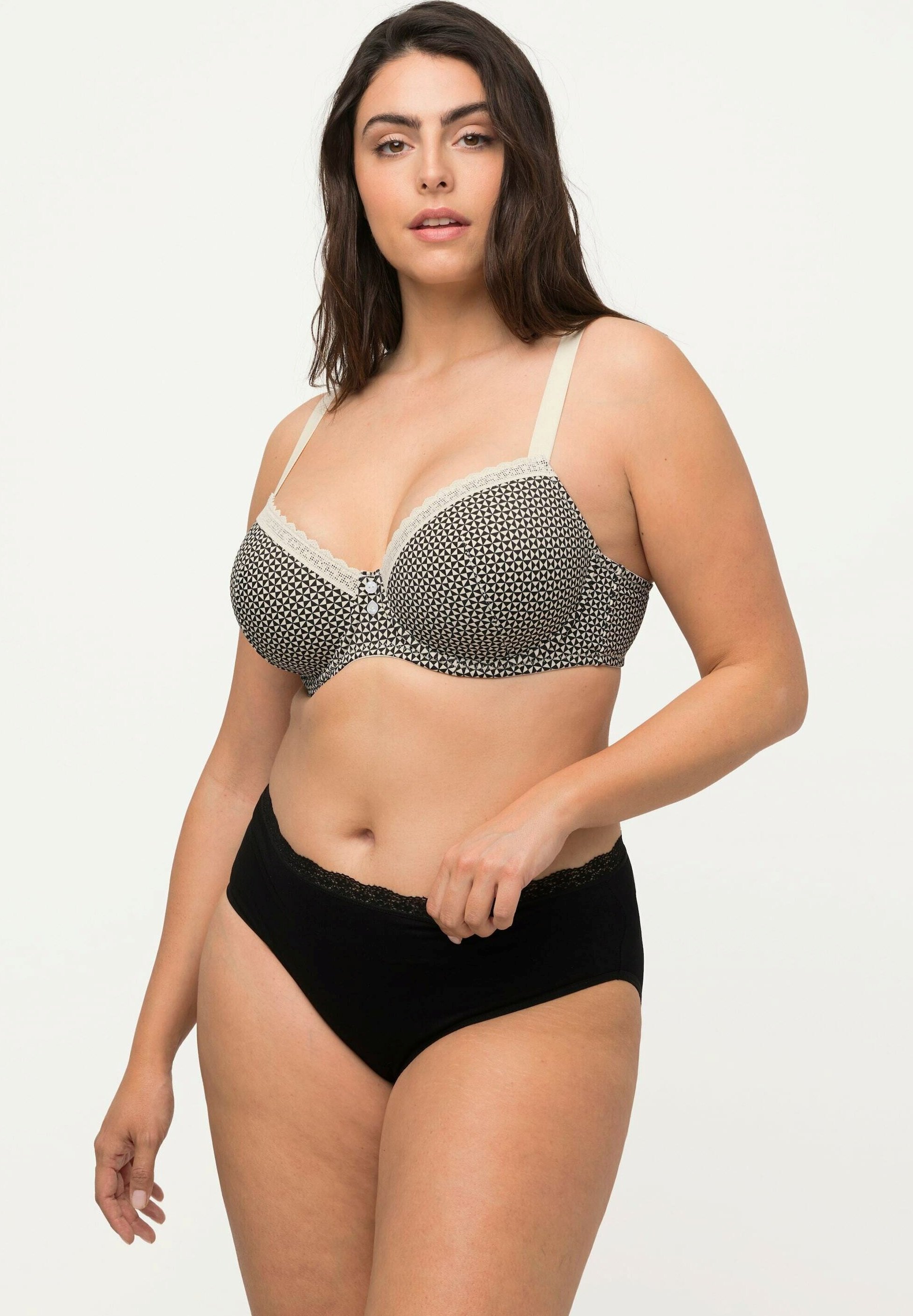 Ulla Popken Microfiber Bra, 2-Pack Cup C-D Ladies Bra, Black, 100E