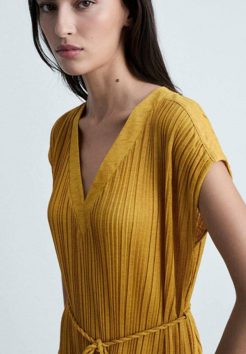 yellow pleated dress mango NWT Mango mustard Yellow summer maxi