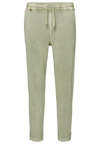 Ljusgröna joggerbyxor i mjukt tyg, med resårmidja och dragsko samt smalnande ben. Minimalistisk design.