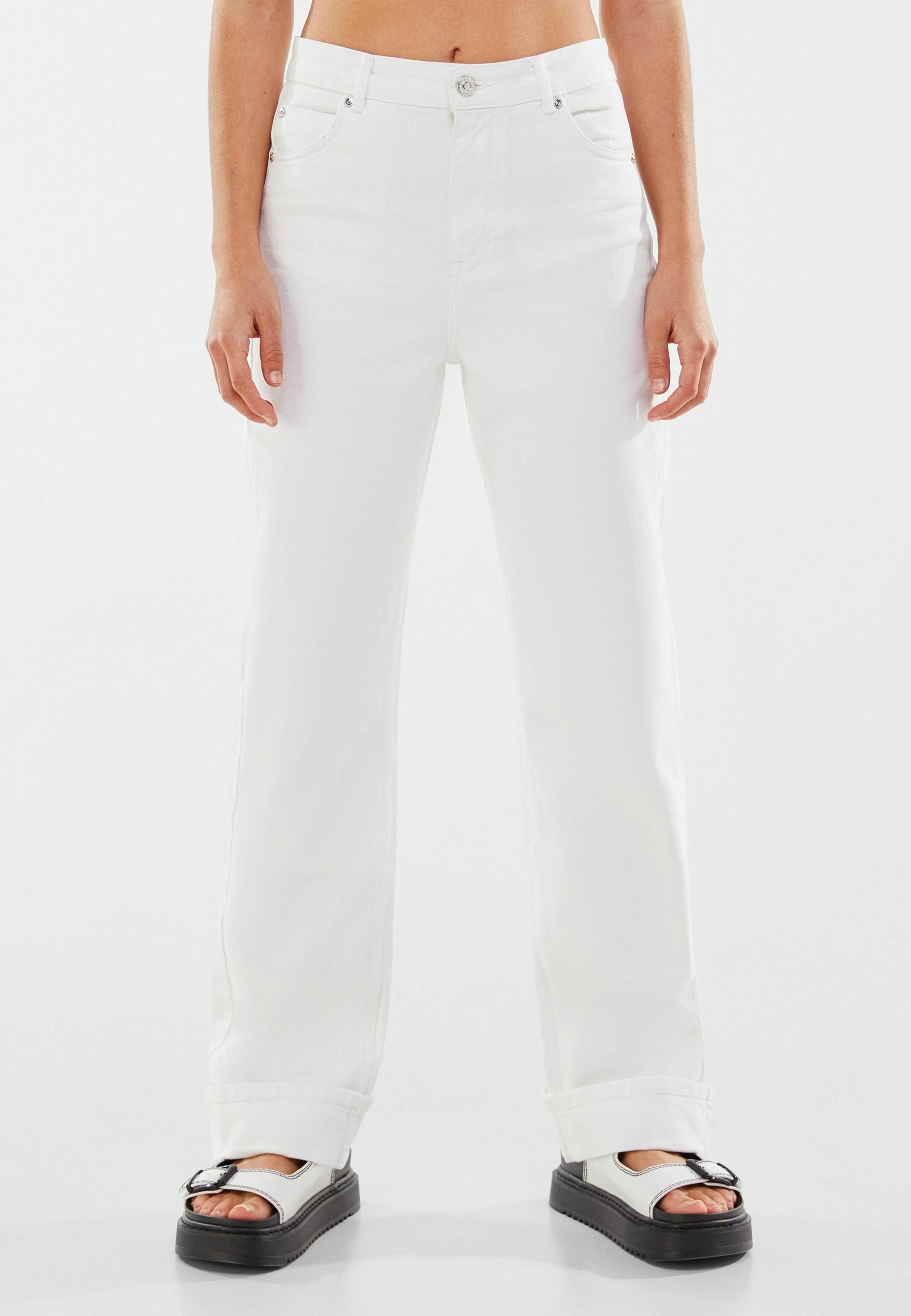 Bershka Straight leg jeans - white/wit - Zalando.nl