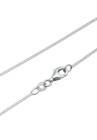Silberkette mit einem flexiblen, geflochtenen Design. Mit einem Karabiner-Verschluss und runden Gliedern, die mit "925" für die Echtheit von Sterling Silber gekennzeichnet sind.