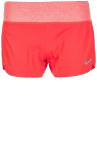 Pantalones cortos deportivos rojos con una cinturilla elástica gris y un pequeño logo gris en el costado. Fabricados con material ligero y que absorbe la humedad.