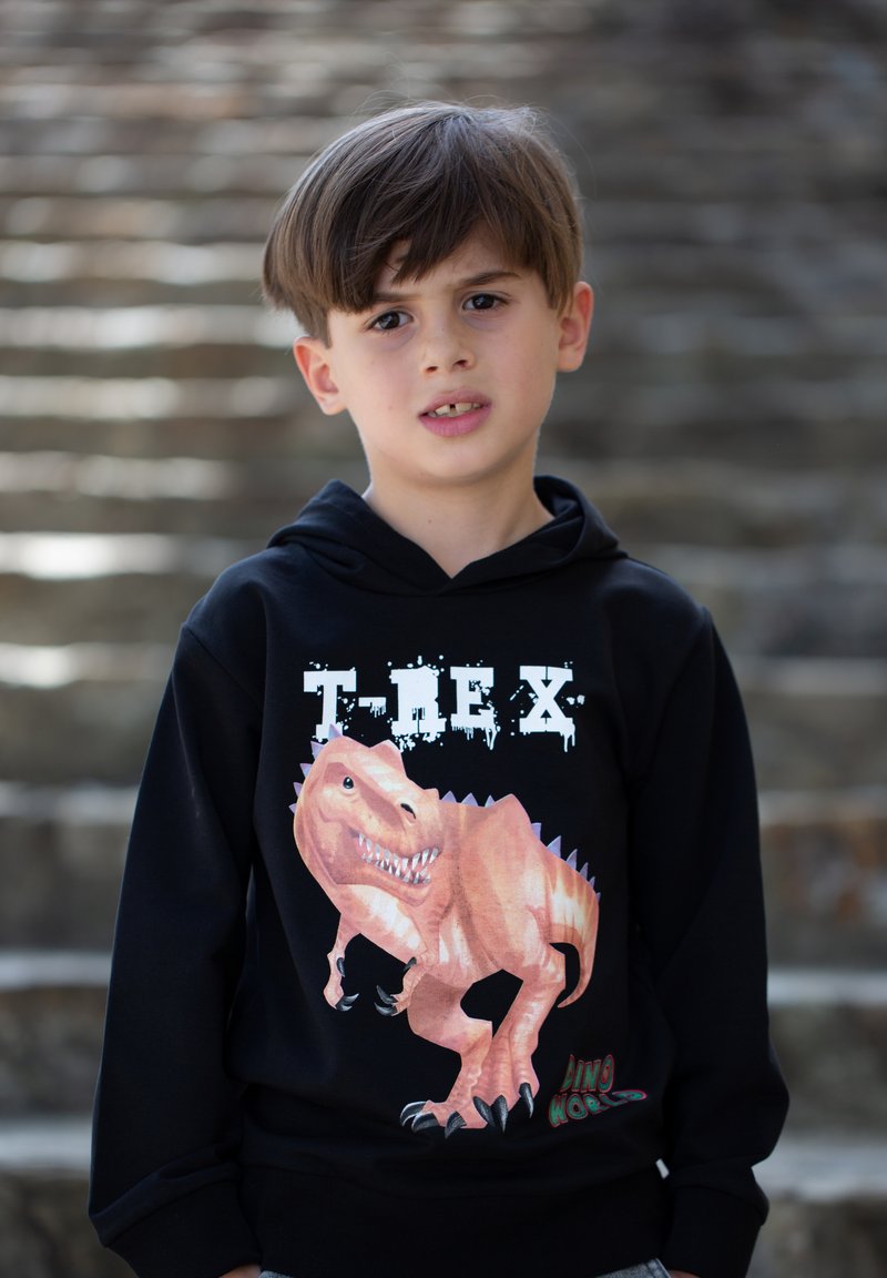 Jurassic World - Felpa con cappuccio per ragazzi, ufficiale, con stampa T-Rex, 100% cotone, per bambini dai 4-5 ai 9-10 anni, cachi, 5-6 Years