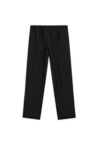 Schwarze Leggings aus weichem, elastischem Stoff. Sie verfügen über einen elastischen Bund und ein gerades Bein-Design ohne sichtbare Nähte.