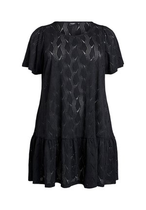 Zizzi MIT LOCHMUSTER - Freizeitkleid - black