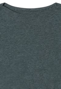 Czarny szary T-shirt z okrągłym dekoltem wykonany z miękkiego, teksturowanego materiału o gładkim wykończeniu, z prostym fasonem i bez widocznych wzorów ani akcentów.