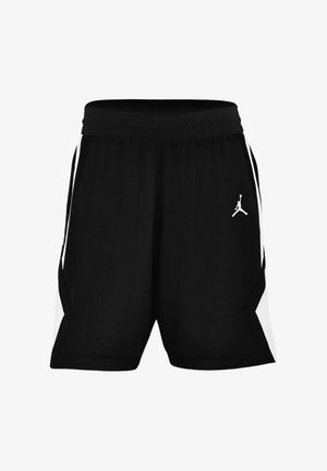 Černé sportovní šortky s bílými bočními panely a malým bílým logem Jumpman na přední pravé nohavici.