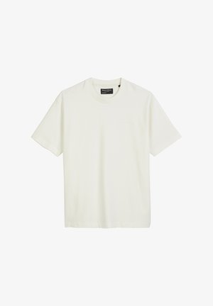 Biała bawełniana koszulka z okrągłym dekoltem i krótkimi rękawami. Posiada subtelne logo z przodu i luźny krój. Gładka tekstura.