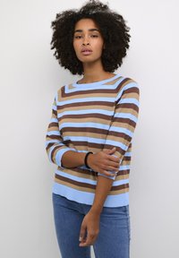 Kaffe KATILDE - Strickpullover - blue brown sand stripe