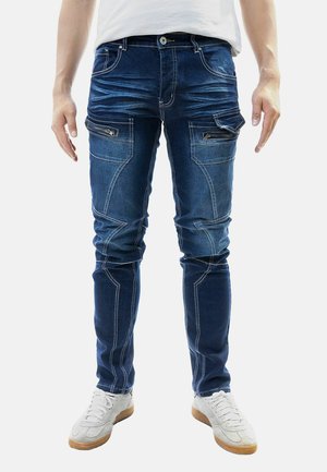MIT REISSVERSCHLÜSSEN UND KNOPFVERSCHLUSS IM LOOK - Slim fit jeans - blau
