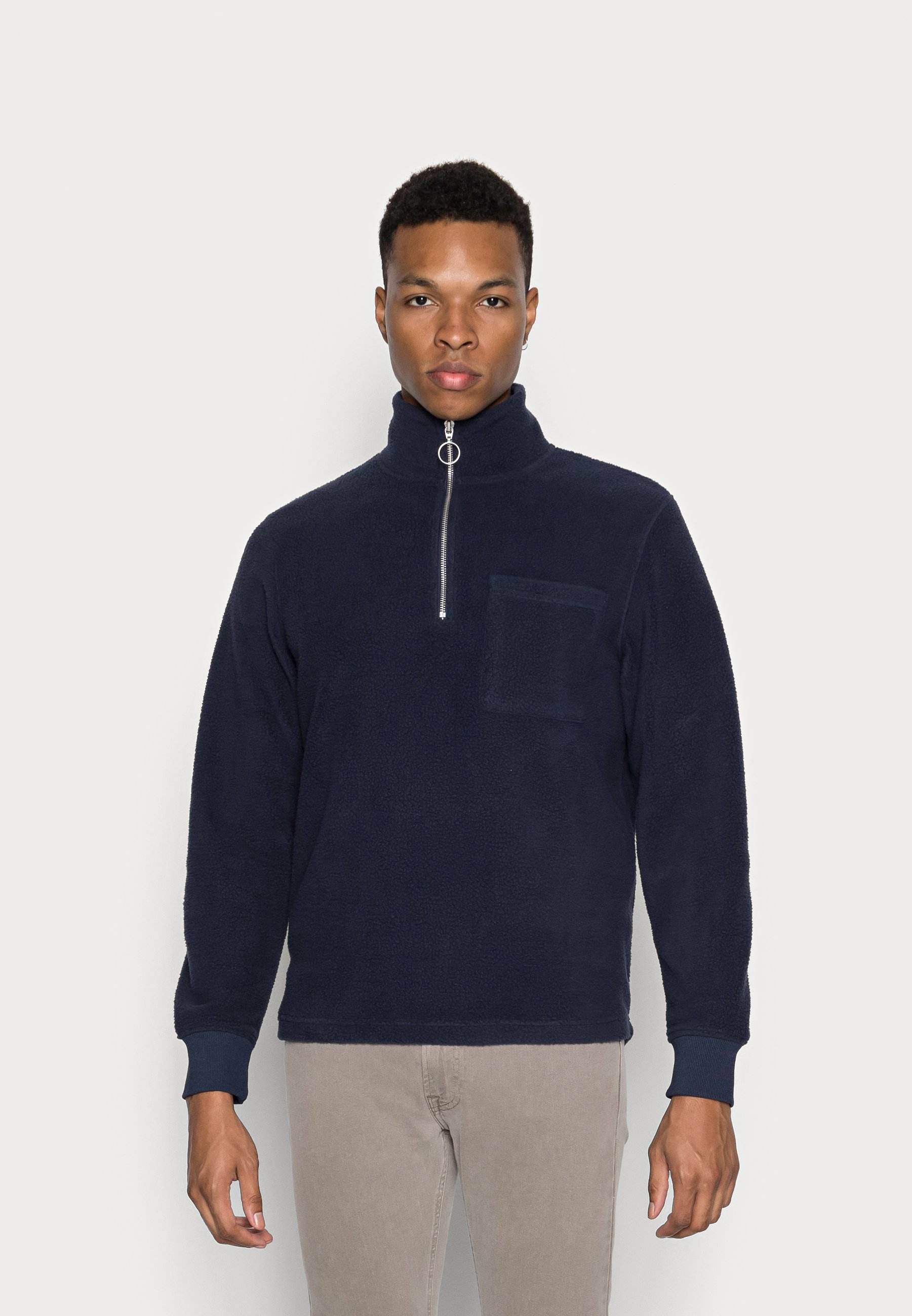Jack u0026 Jones JORPARTICLE HALF ZIP HIGH NECK - Fleecetröja - navy  blazer/mörkblå - Zalando.se