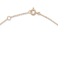 Collier en chaîne dorée au design délicat, avec des maillons ronds et une fermeture à mousqueton. Texture lisse et finition brillante.