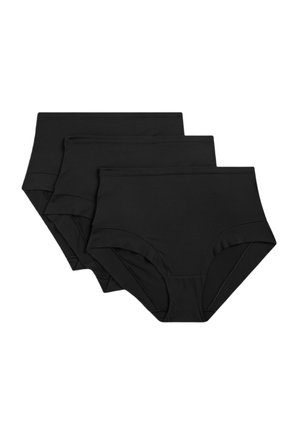 Zwarte katoenen stretchslips in een verpakking van drie. Volledige dekking met een gladde tailleband en onzichtbare naden. Zachte textuur.